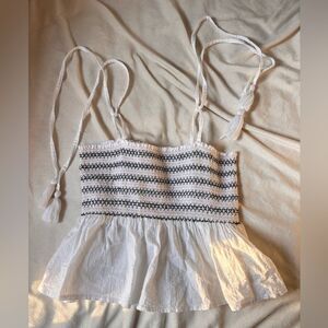 Francesca's Collections White and Black Smocked Tank Top